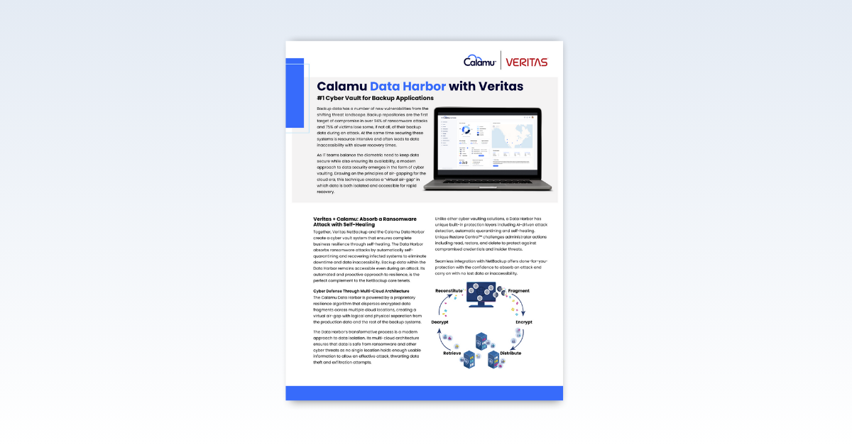 Calamu Data Harbor with Veritas